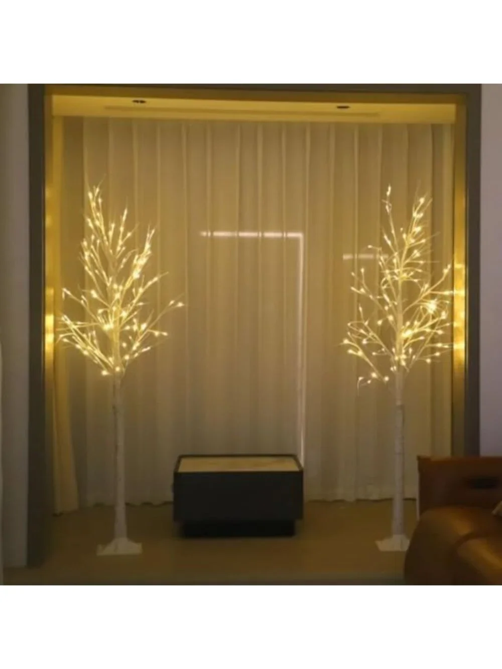 2 Pack 6 Ft Warm White LED Birch Tree Lights - Twinkling Holiday Decor for